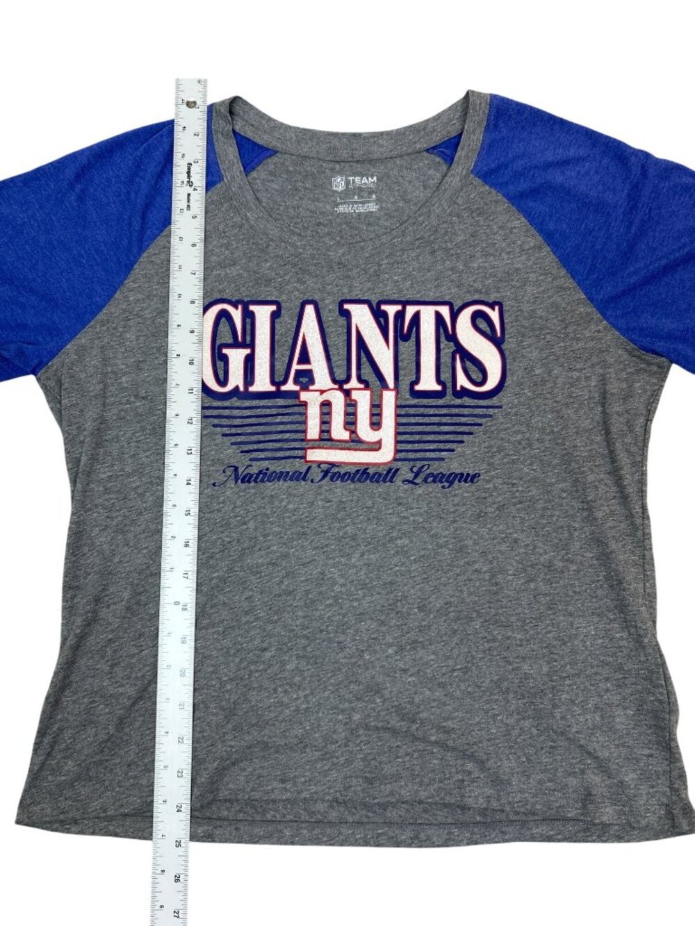 NFL Team Apparel New York Giants T Shirt Women's L Gray Short Sleeve Logo Tee - Picture 6 of 6